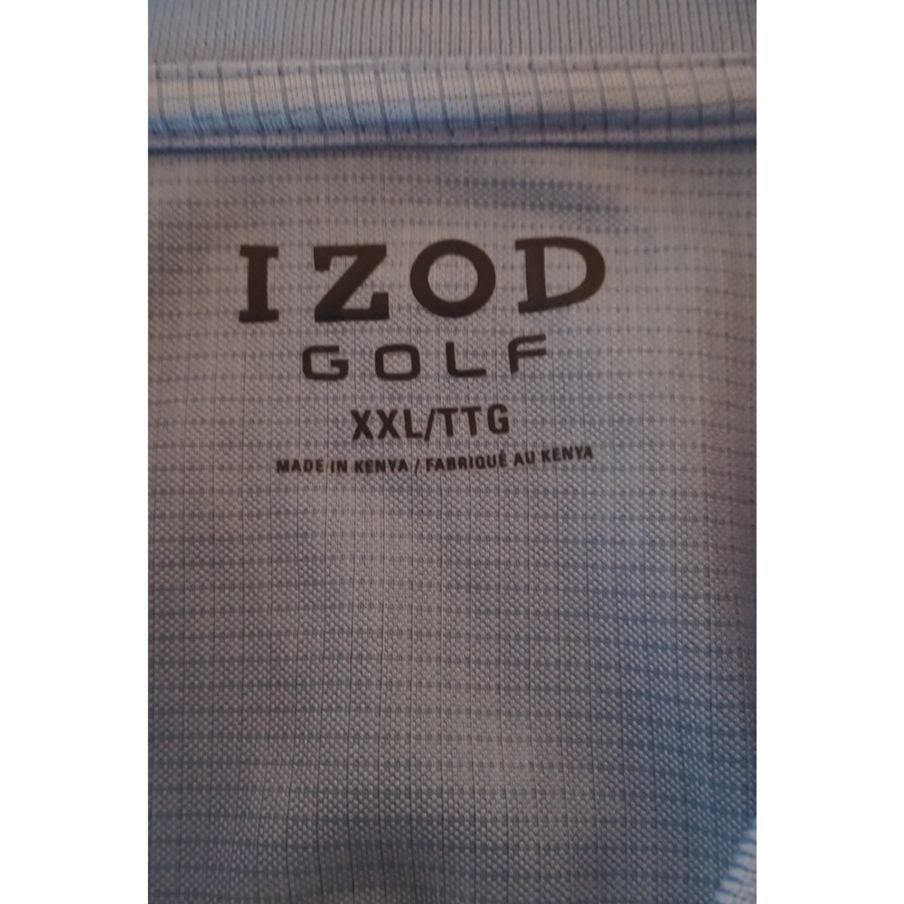 Izod Golf Shirt Men's XXL Blue Waffle Pattern Polo Style Sporty Outdoors Classic - Picture 5 of 7